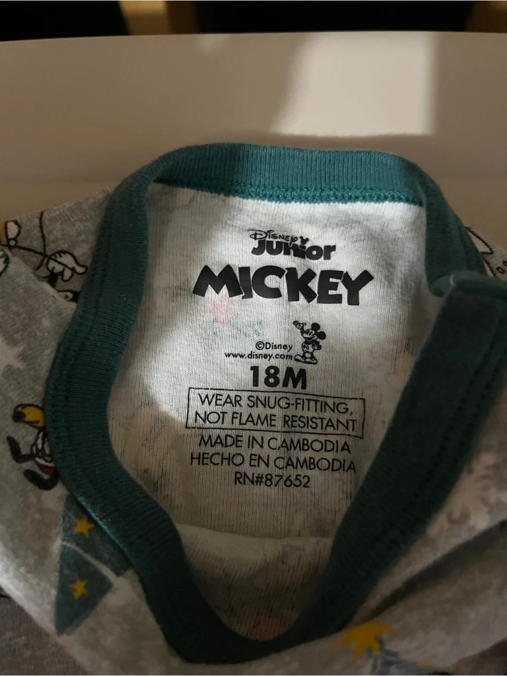 Disney Gray Holiday Mickey & Pluto Pajama Set with Teal Trim